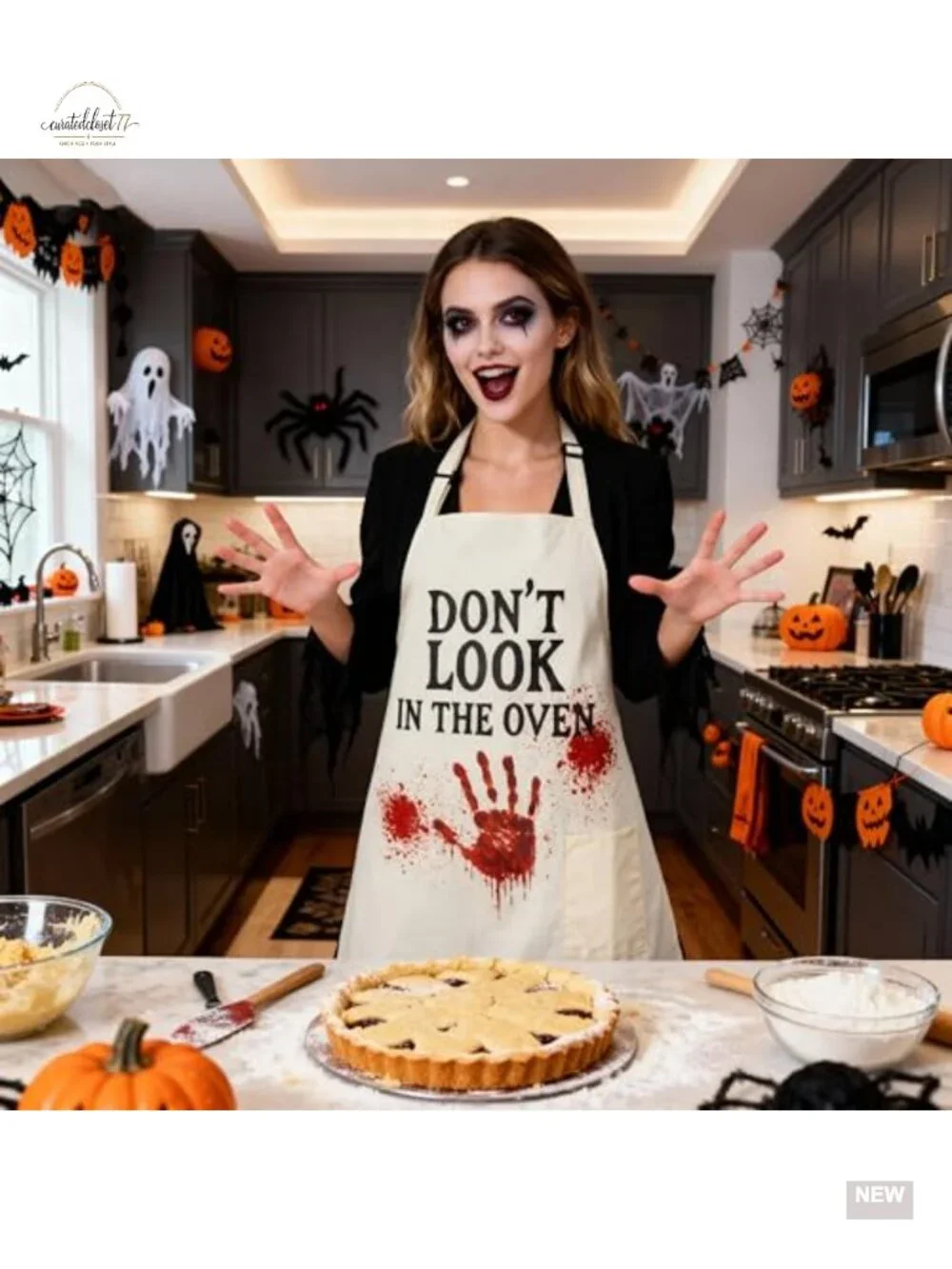Halloween Apron Funny Blood Splatter Bib Adjustable Cooking Grilling Gift